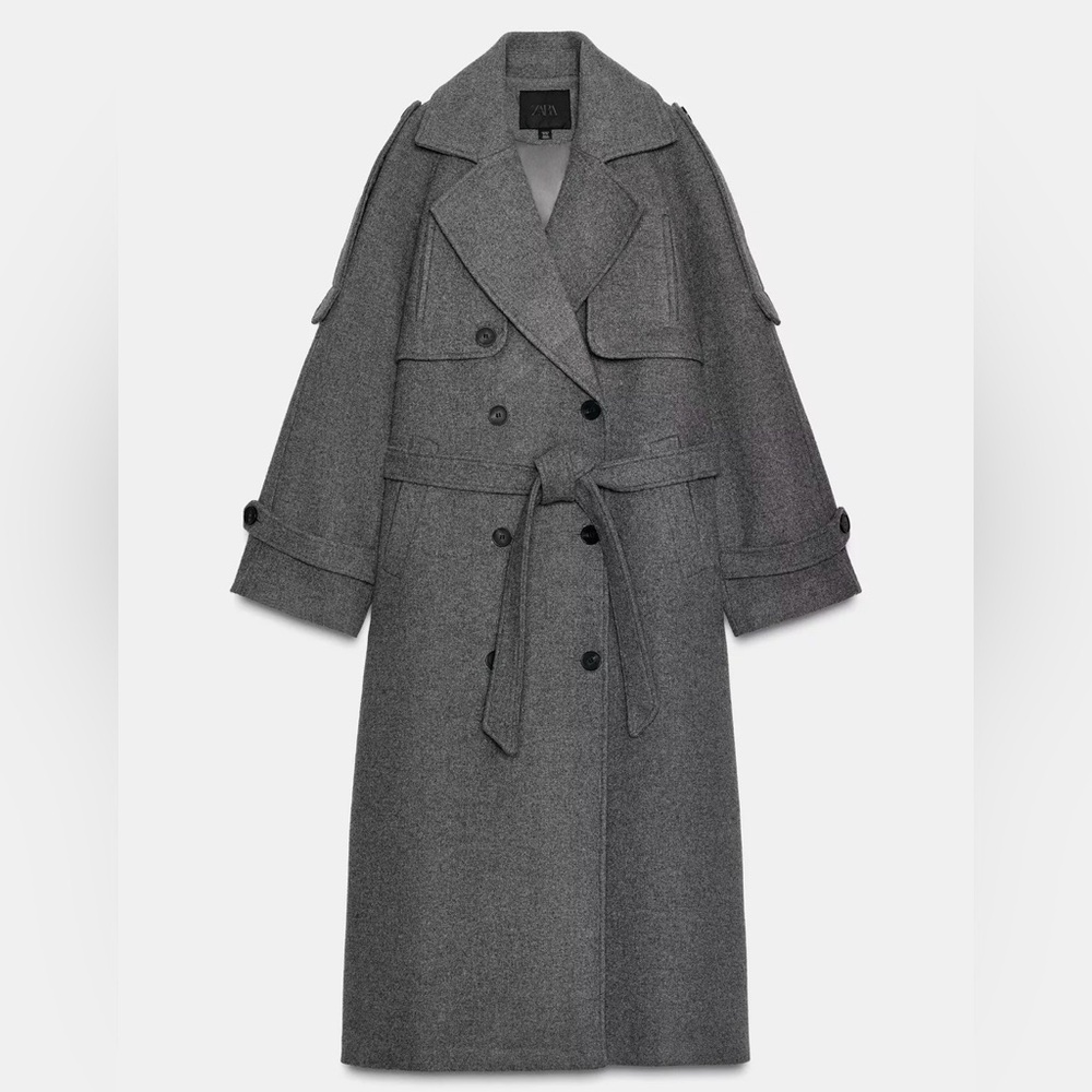 BNWT ZARA DOUBLE-BREASTED BELTED COAT WITH LOOPS